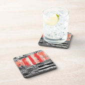 Hard Plastic Coaster – Red Pulse Abstract Design コースター (右側)