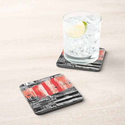 Hard Plastic Coaster – Red Pulse Abstract Design コースター (右側)