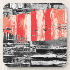 Hard Plastic Coaster – Red Pulse Abstract Design コースター