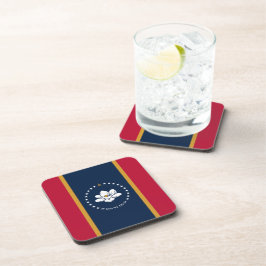 Hard plastic coaster with flag of Mississippi, USA コースター