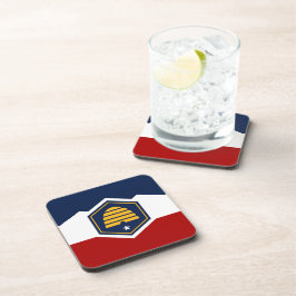 Hard plastic coaster with flag of Utah, USA コースター