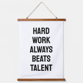 Hard Work Always Beats Talent B&W Quote 吊り下げ型タペストリー
