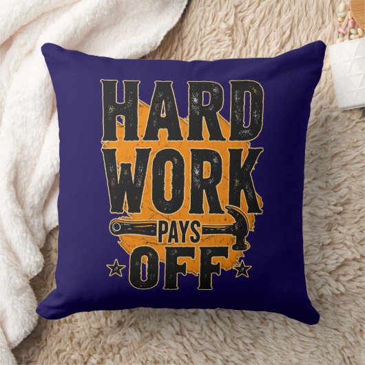 Hard Work Pays Off Bold Typography Labor Day Desig クッション (ブランケット)