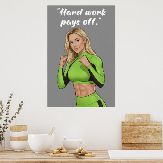 Hard Work Pays Off – Fitness Motivation Poster ポスター (キッチン)