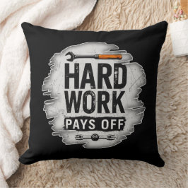 Hard Work Pays Off Grunge Worker Design クッション