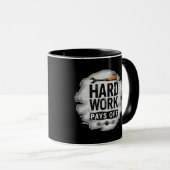 Hard Work Pays Off Grunge Worker Design マグカップ (正面右)