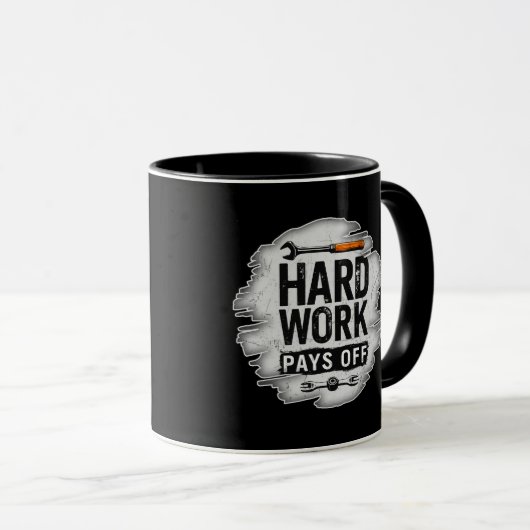 Hard Work Pays Off Grunge Worker Design マグカップ (正面右)