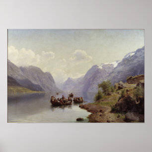 HardangerのFiordの花嫁の護衛、1865年 ポスター
