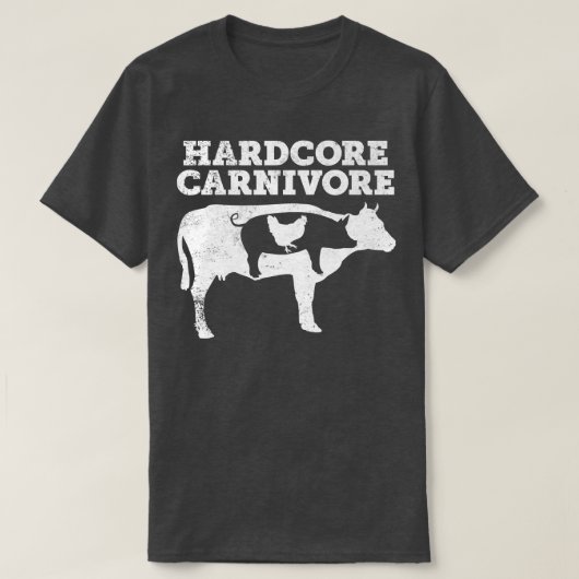 Hardcore Carnivore Cow Pig Chicken Funny Keto Me Tシャツ (デザイン正面)