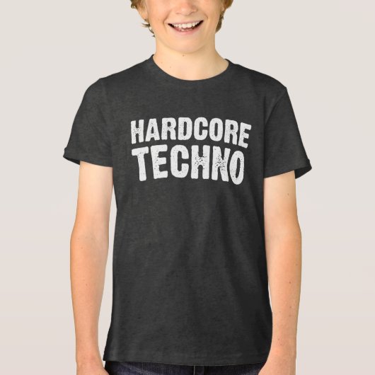 Hardcore Techno Distressed logo design トライブレンドＴシャツ (正面)