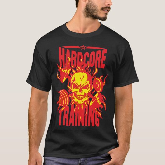 hardcore_training_tete_mort_citation_musculation_b tシャツ (正面)
