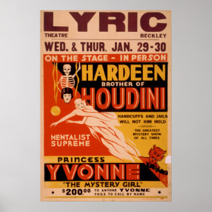 HARDEENマジシャンメンタリストVAUDEVILLEポスター ポスター