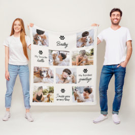 Hardest Goodbye Pet Dog Memorial 8-Photo Collage フリースブランケット