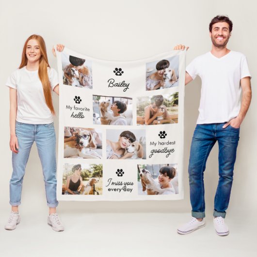 Hardest Goodbye Pet Dog Memorial 8-Photo Collage フリースブランケット (インサイチュ)