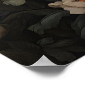 Hare Rabbit Floral Moody Forest Print, Dark ポスター (角)