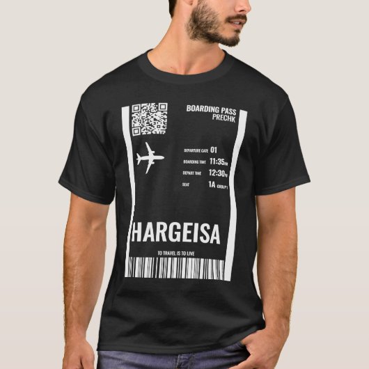 Hargeisa Somalia Boarding Pass Airline Ticket Trav Tシャツ (正面)