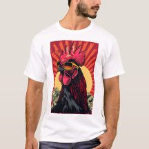 Harica Poor Rooster 2DイラストレーションTシャツ