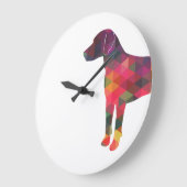 Harier Dogジオメトカラフルリパターンシルエット ラージ壁時計 (傾斜)