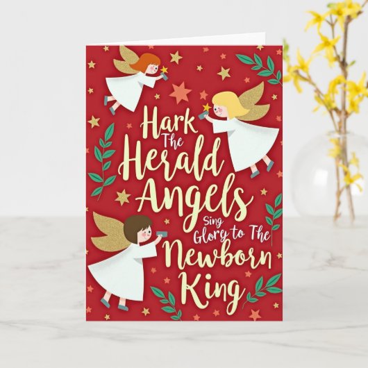Hark The Herald Angels Sing カード (黄色い花)