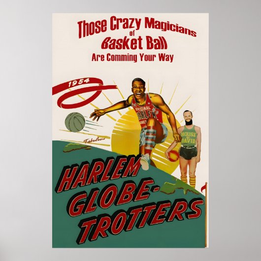 Harlem Globetrotters 1950s Vintage Promo Poster ポスター (正面)