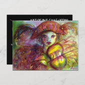 HARLEQUINの遊ヴァイオリン音楽、仮装パーティー インビテーションポストカード (正面/裏面)