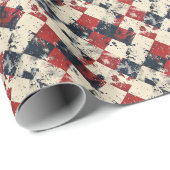 Harlequinグランジダイヤモンドパターンレッドとネイビー ラッピングペーパー (ロールコーナー)