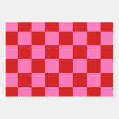 Harlequinモロッコ市松模様にDIYカラーズレッドホットピンク ラッピングペーパーシート (正面3)