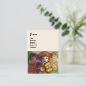 HARLEQUIN 、ピンクの赤い黄色の緑の白いスパークレス 名刺 (スタンド正面)