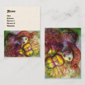 HARLEQUIN 、ピンクの赤い黄色の緑の白いスパークレス 名刺 (正面/裏面)