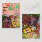 HARLEQUIN 、ピンクの赤い黄色の緑の青いきらめき 名刺 (正面/裏面)