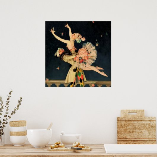 “Harlequin and Columbine” by FX Leyendecker ポスター (キッチン)