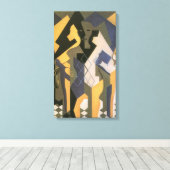 Harlequin at a Table by Juan Gris, ヴィンテージ・キュービズム キャンバスプリント (インサイチュ (ウッドフロア))