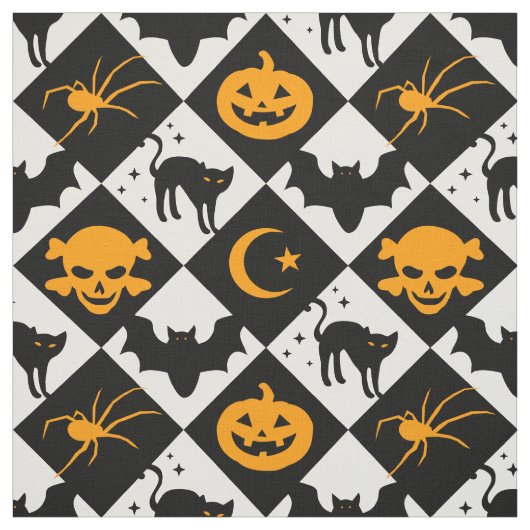 Harlequin Black and White Diamond Pattern ファブリック (見本)