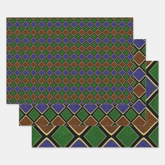 Harlequin Diamond Grid: Textured Harmony ラッピングペーパーシート (セット)