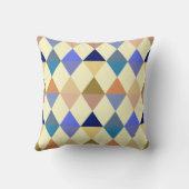 Harlequin / diamond pattern – クリームとブルー クッション (裏面)