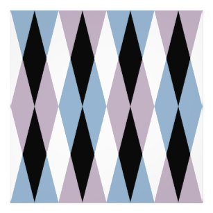 Harlequin Diamond Pattern – 青と埃の多い薄紫 フォトプリント
