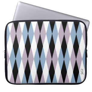 Harlequin Diamond Pattern – 青と埃の多い薄紫 ラップトップスリーブ