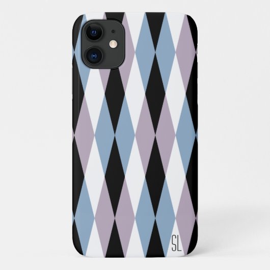Harlequin Diamond Pattern – 青と埃の多い薄紫 Case-Mate iPhoneケース (裏面)