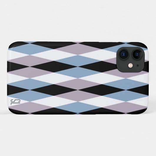Harlequin Diamond Pattern – 青と埃の多い薄紫 Case-Mate iPhoneケース (裏面(横))