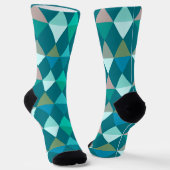 Harlequin / diamond pattern - Teal and Aqua ソックス (傾斜あり)