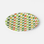 Harlequin Diamonds in St Patricks Day Irish Colors ペーパープレート (アングル)