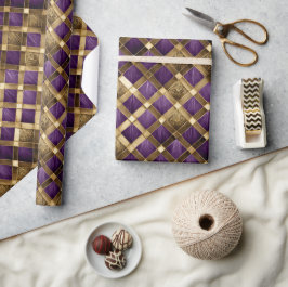 Harlequin Diamonds Purpleおよび金ゴールドID1031 ラッピングペーパー