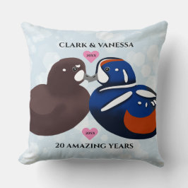 Harlequin Ducks Lovebirds Any Anniversary Year クッション