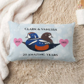 Harlequin Ducks Lovebirds Any Anniversary Year ランバークッション (ブランケット)