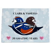 Harlequin Ducks Lovebirds Any Anniversary Year ラージペーパーバッグ (正面)