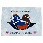 Harlequin Ducks Lovebirds Any Anniversary Year ラージペーパーバッグ (裏面)