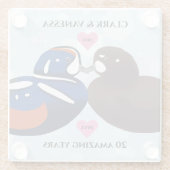 Harlequin Ducks Lovebirds Any Year Anniversary ガラスコースター (裏面)