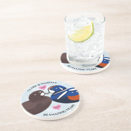 Harlequin Ducks Lovebirds Any Year Anniversary コースター