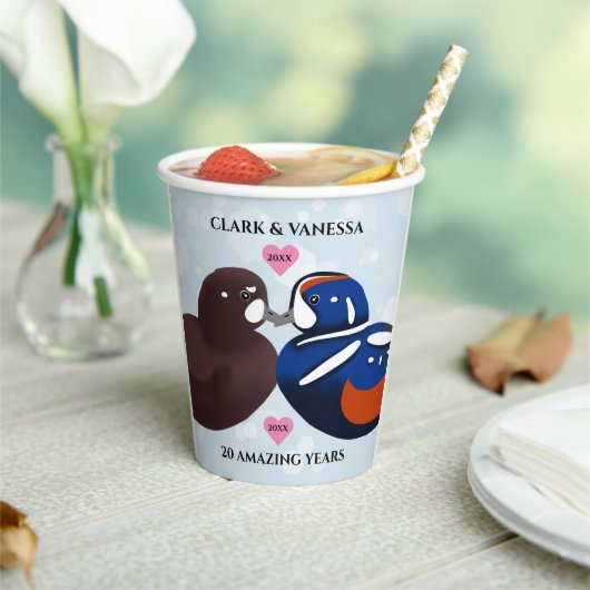 Harlequin Ducks Lovebirds Any Year Anniversary 紙コップ (インサイチュ)