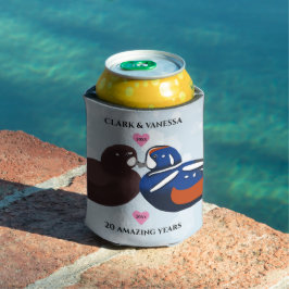Harlequin Ducks Lovebirds Any Year Anniversary 缶クーラー